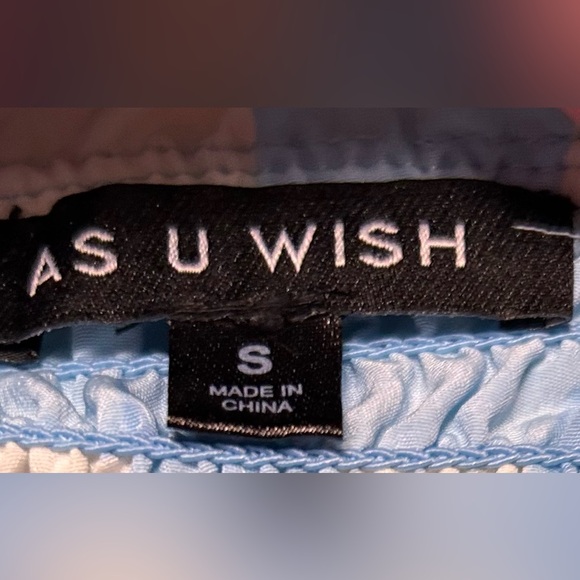 AS U WISH blue & white gingham checkered shoulder tie dress - Picture 5 of 6